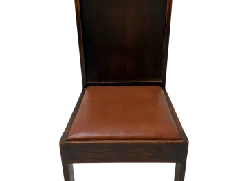 Art Deco Modernist Side Chair with Leather Seat, 1930s